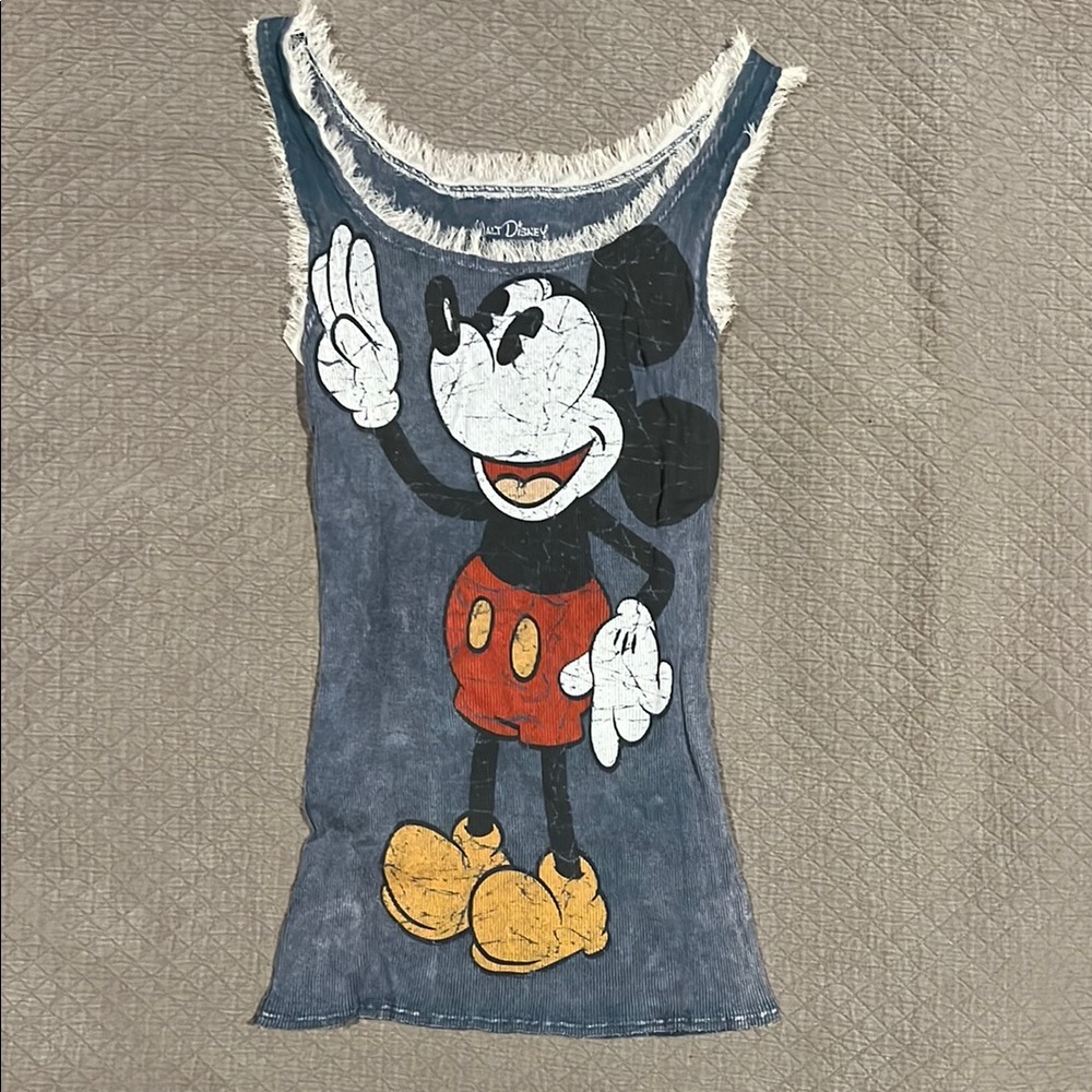 Disney Blue and Red Mickey Mouse Ribbed Tank Top